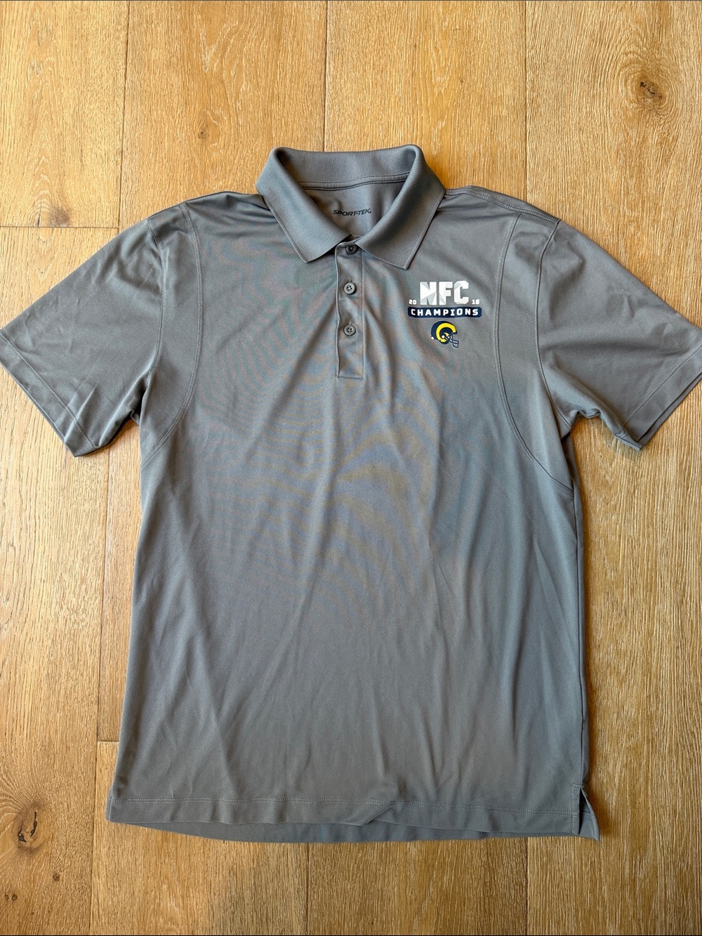 LA Rams Sport-Tek Gray 2018 NFC Champions Polo size L